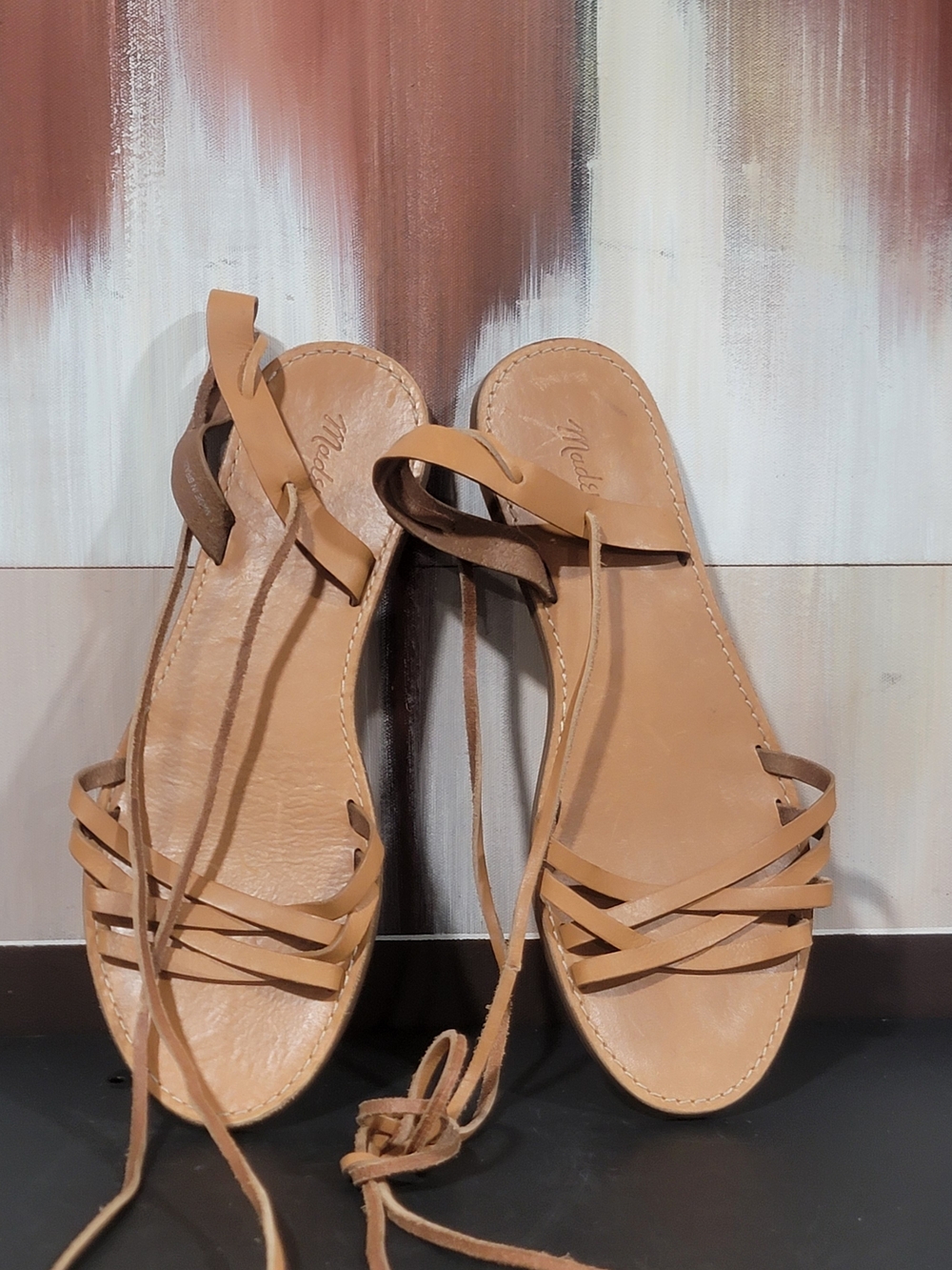 Madewell Tan Lace-Up Strappy Leather Sandals